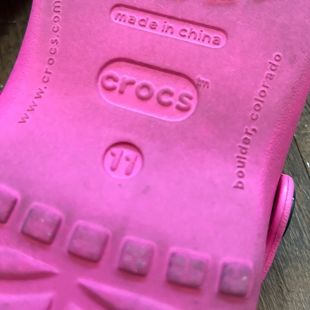 Crocs Cleo‎ Sandals Two Strap Slip On Slides Flipflop Sandals Women's Sz 11 Pink - Picture 5 of 7